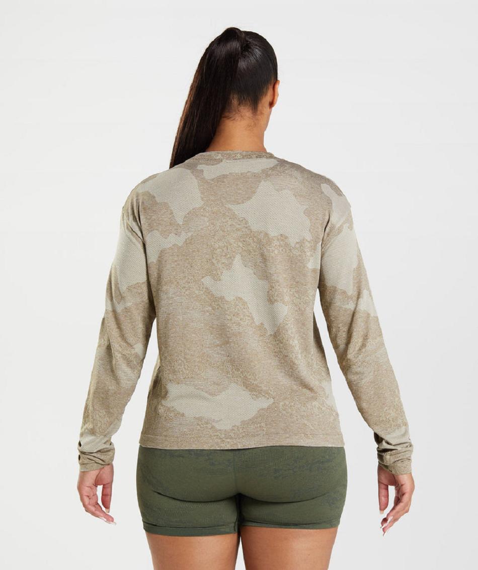 Μακρυμανικο Gymshark Adapt Camo Seamless γυναικεια γκρι καφε | GR_QZ8129