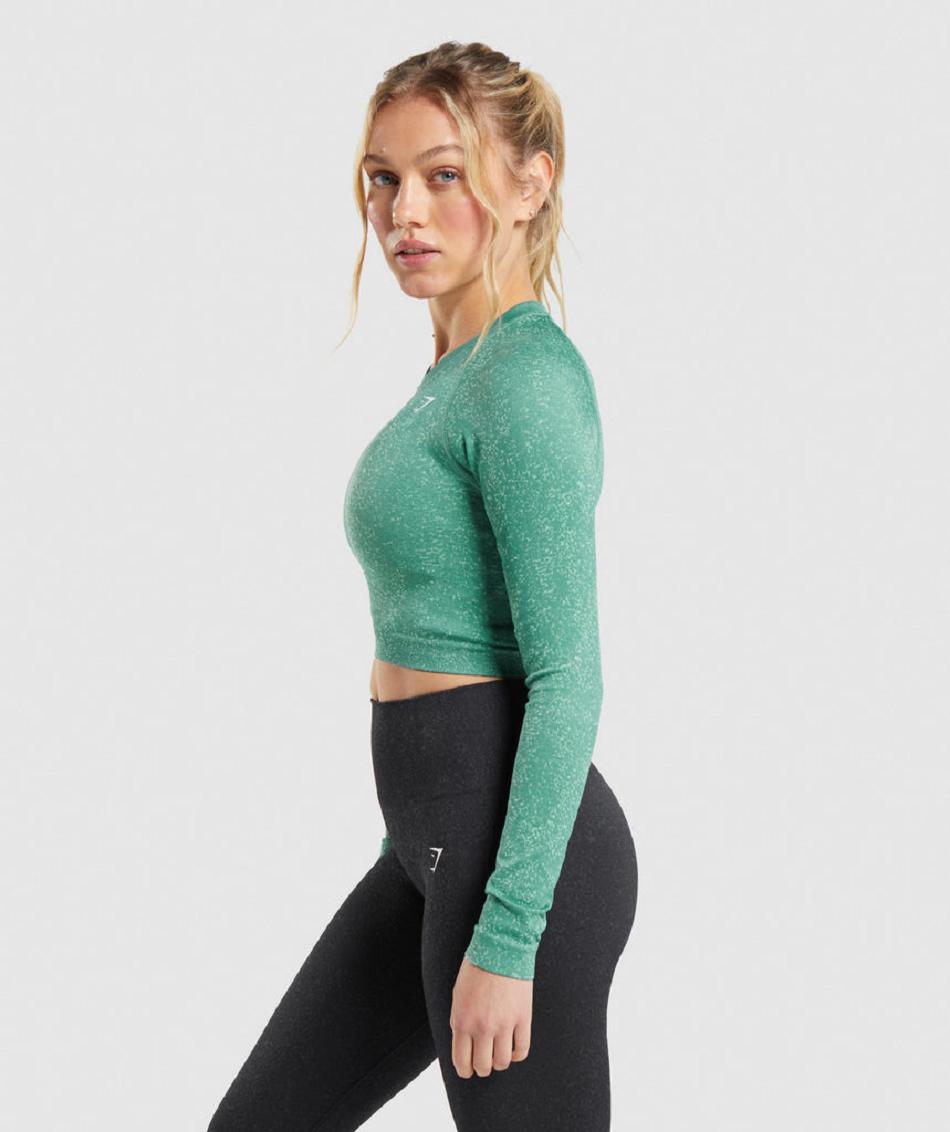 Μακρυμανικο Gymshark Adapt Fleck Seamless γυναικεια πρασινο | GR_TC4969