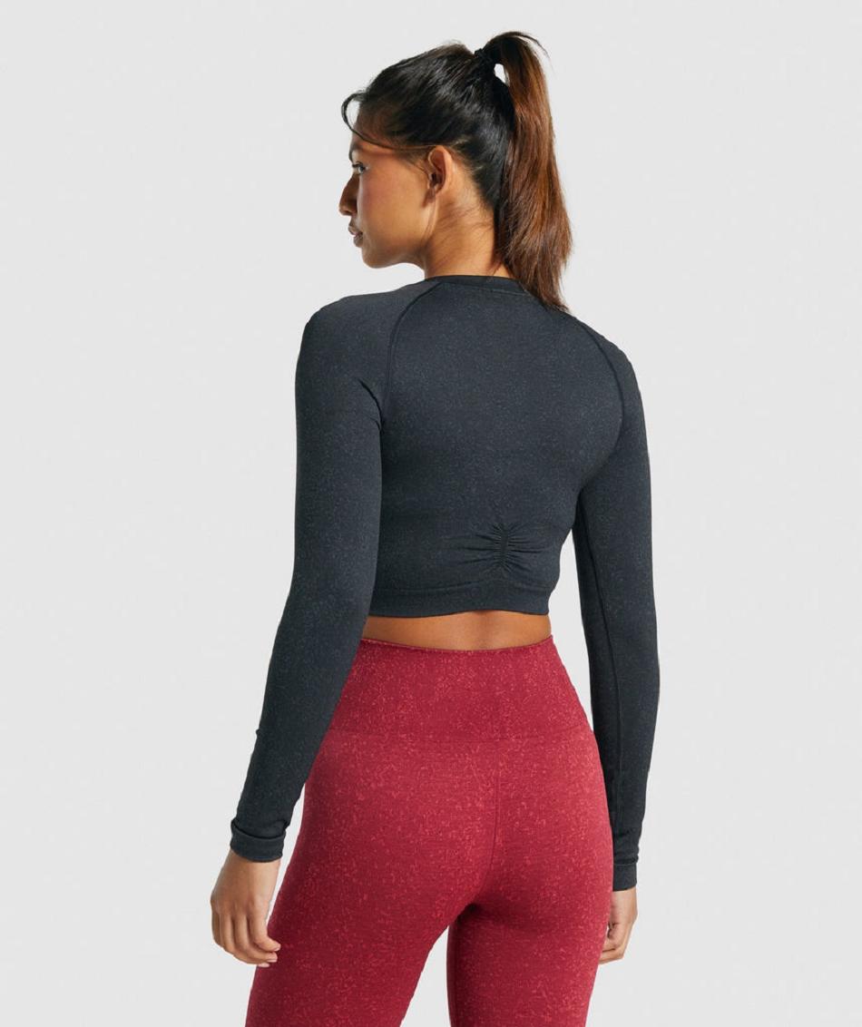 Μακρυμανικο Gymshark Adapt Fleck Seamless γυναικεια μαυρα | GR_TG5996
