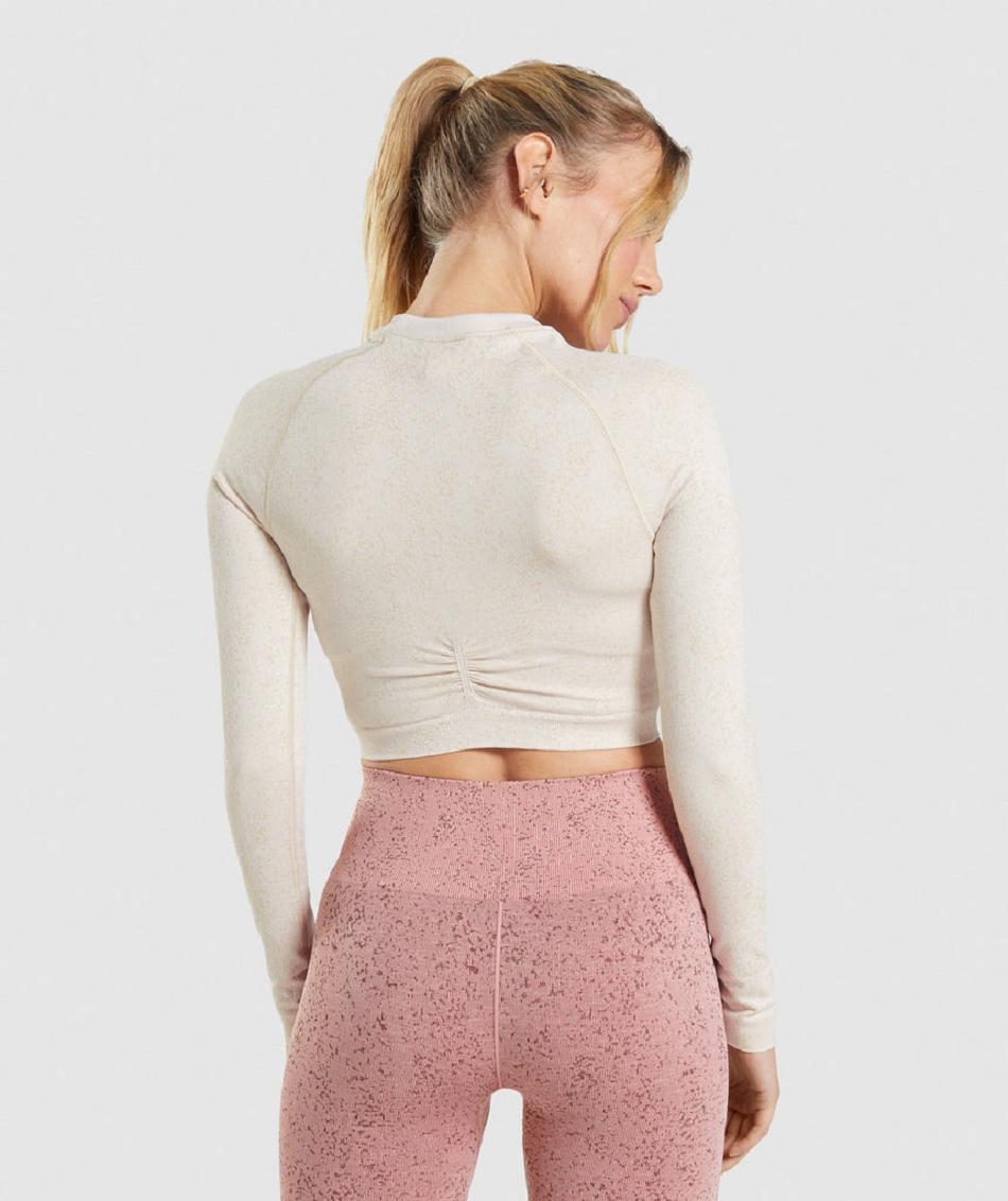 Μακρυμανικο Gymshark Adapt Fleck Seamless γυναικεια ασπρα | GR_TH9292