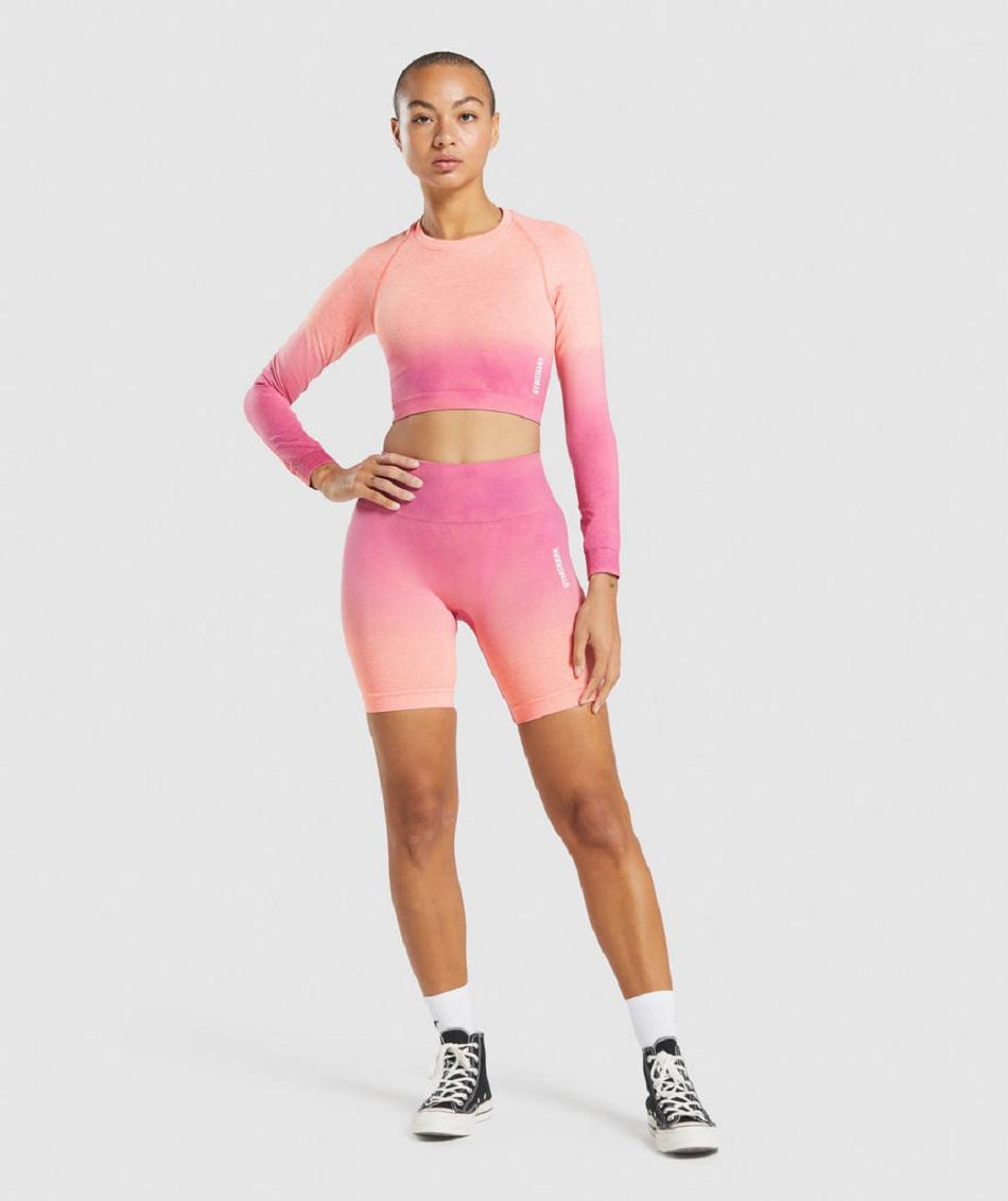 Μακρυμανικο Gymshark Adapt Ombre Seamless γυναικεια πορτοκαλι ροζ | GR_NN1841