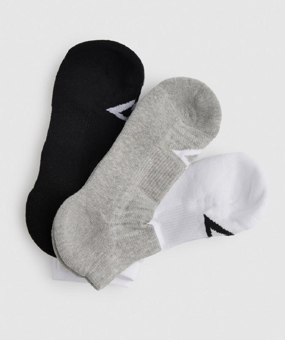 Καλτσεσ Gymshark Ankle 3pk ανδρικα ασπρα ανοιχτο γκρι μαυρα | GR_AS4639