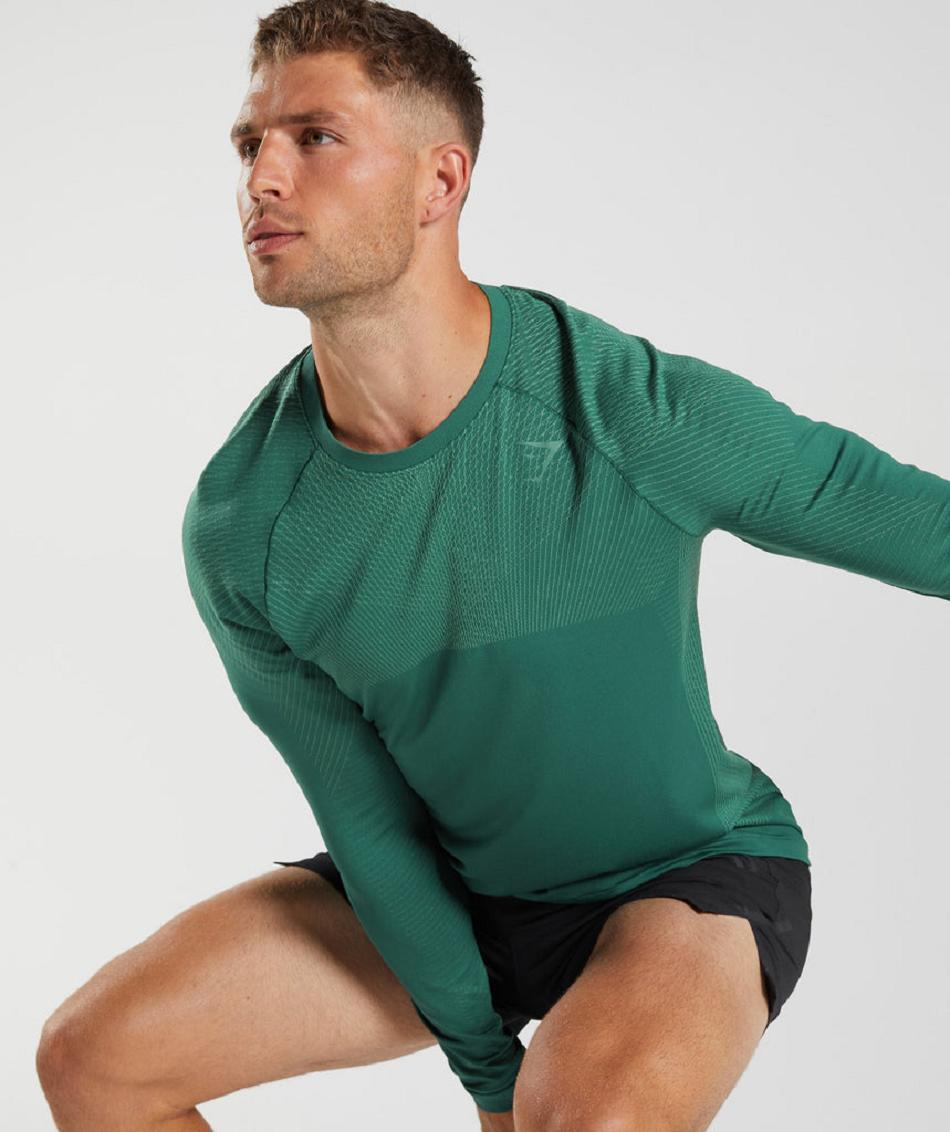 Μακρυμανικο Gymshark Apex Seamless ανδρικα πρασινο πρασινο | GR_EG8970