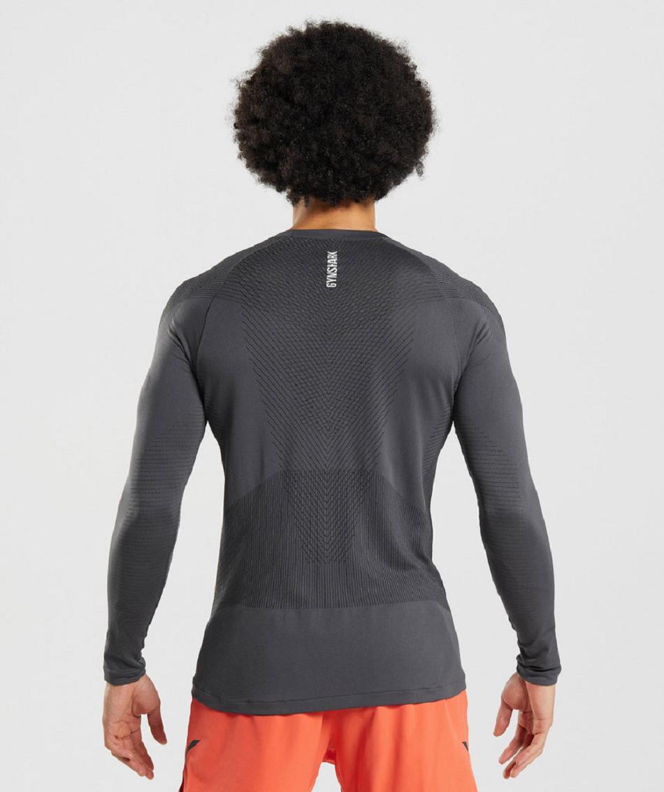 Μακρυμανικο Gymshark Apex Seamless ανδρικα μαυρα γκρι μαυρα | GR_BH8917