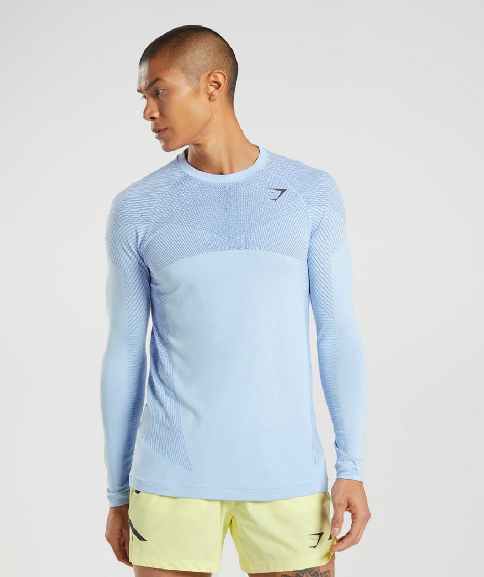 Μακρυμανικο Gymshark Apex Seamless ανδρικα Μπεζ μπλε μπλε | GR_ED1134
