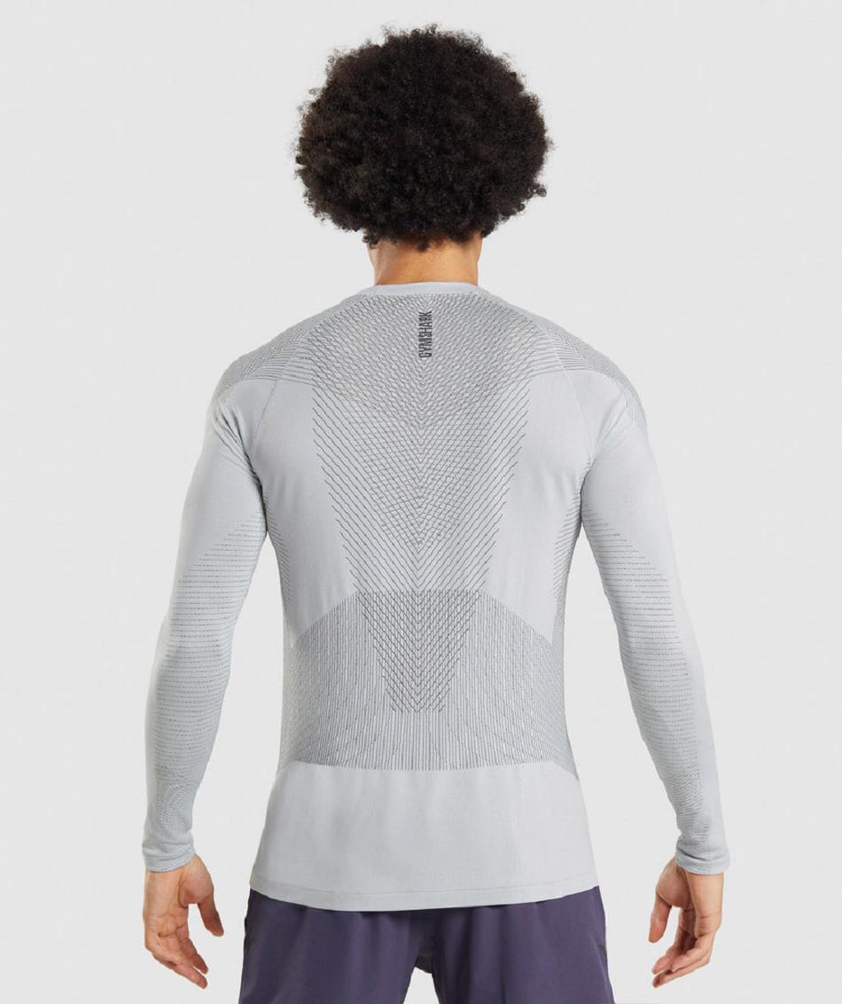 Μακρυμανικο Gymshark Apex Seamless ανδρικα ανοιχτο γκρι μαυρα γκρι | GR_SG2179