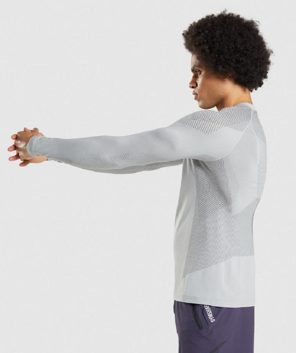 Μακρυμανικο Gymshark Apex Seamless ανδρικα ανοιχτο γκρι μαυρα γκρι | GR_SG2179