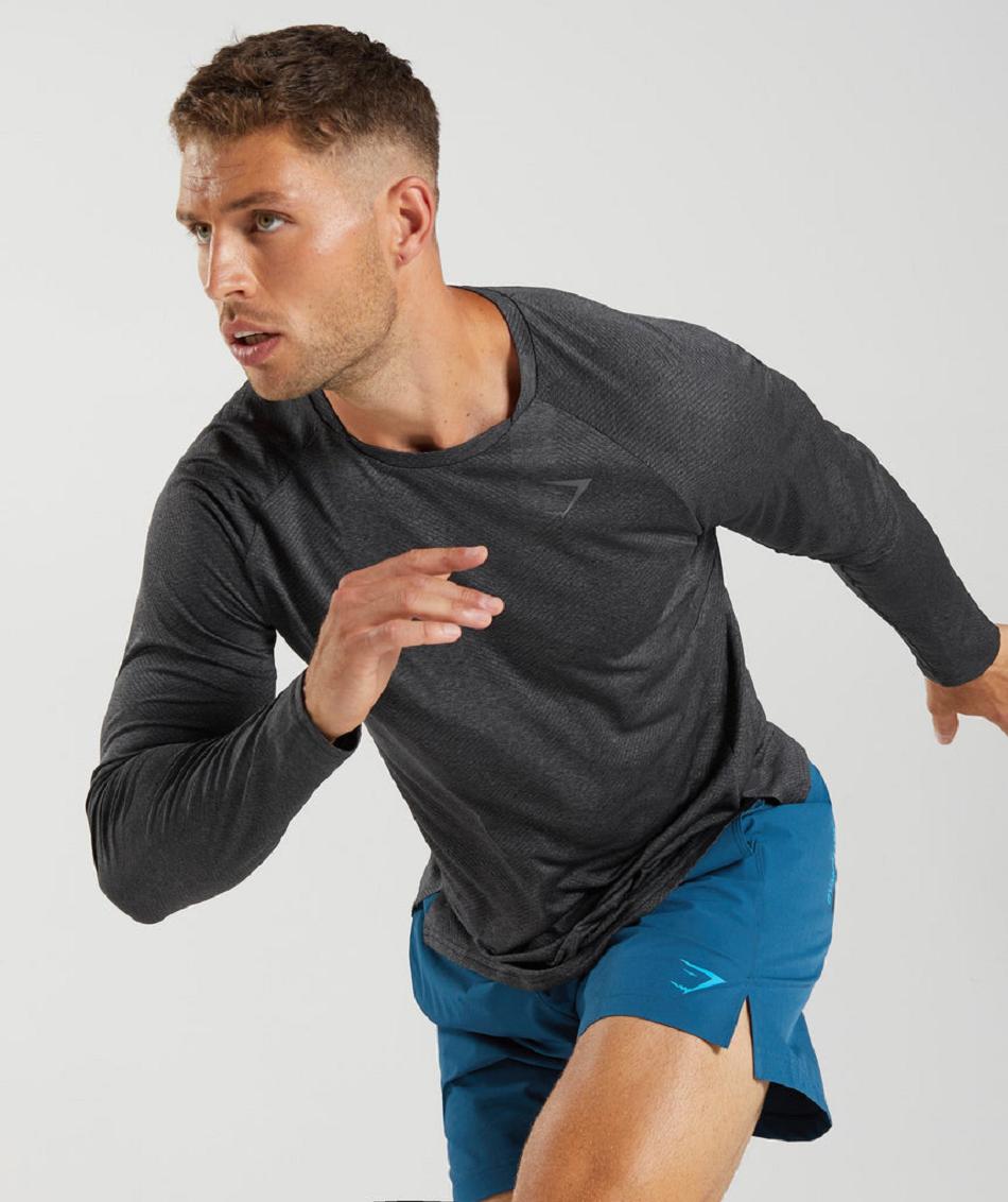 Μακρυμανικο Gymshark Apex ανδρικα μαυρα γκρι | GR_MI8374
