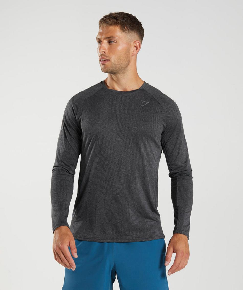 Μακρυμανικο Gymshark Apex ανδρικα μαυρα γκρι | GR_MI8374