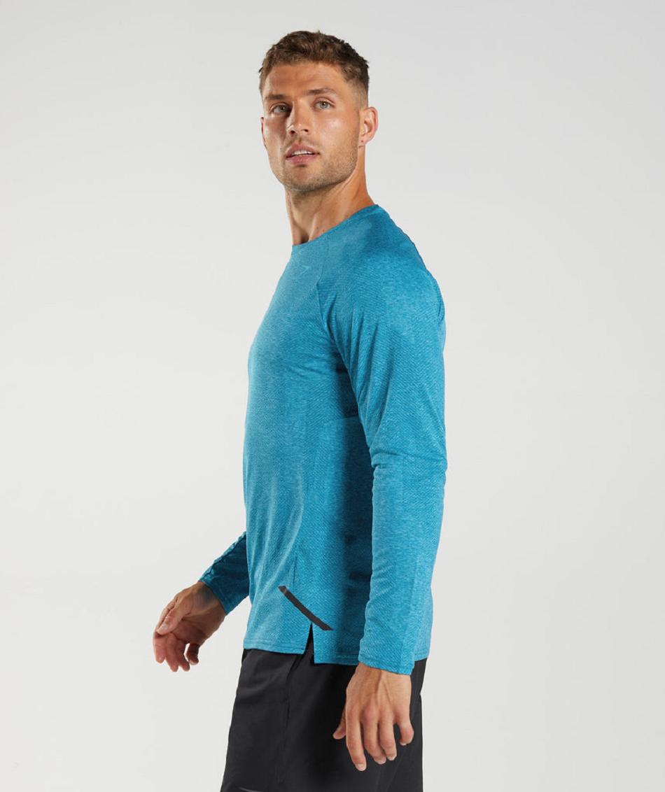 Μακρυμανικο Gymshark Apex ανδρικα μπλε σκούρο γκρι μπλε | GR_EG3339