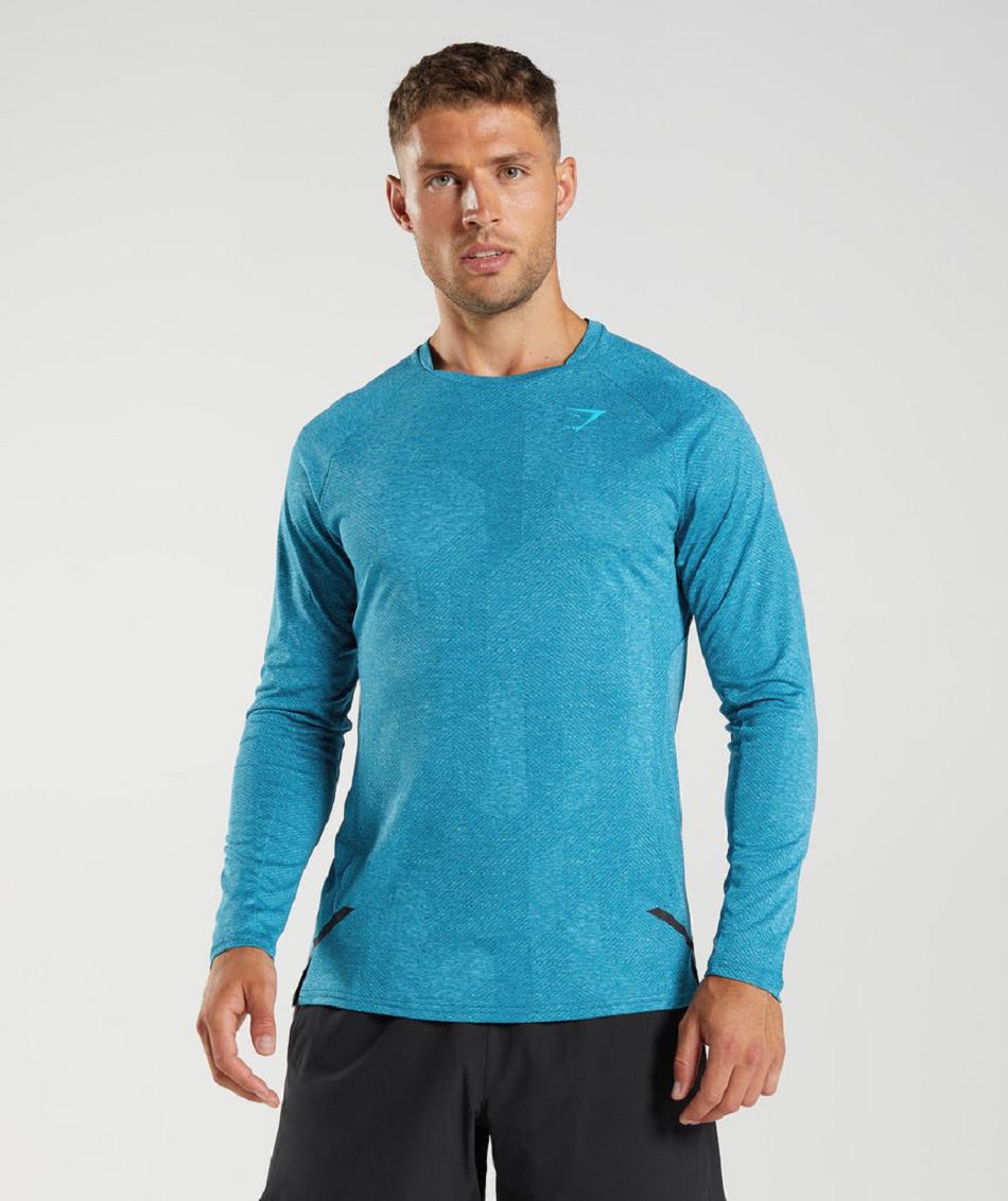 Μακρυμανικο Gymshark Apex ανδρικα μπλε σκούρο γκρι μπλε | GR_EG3339