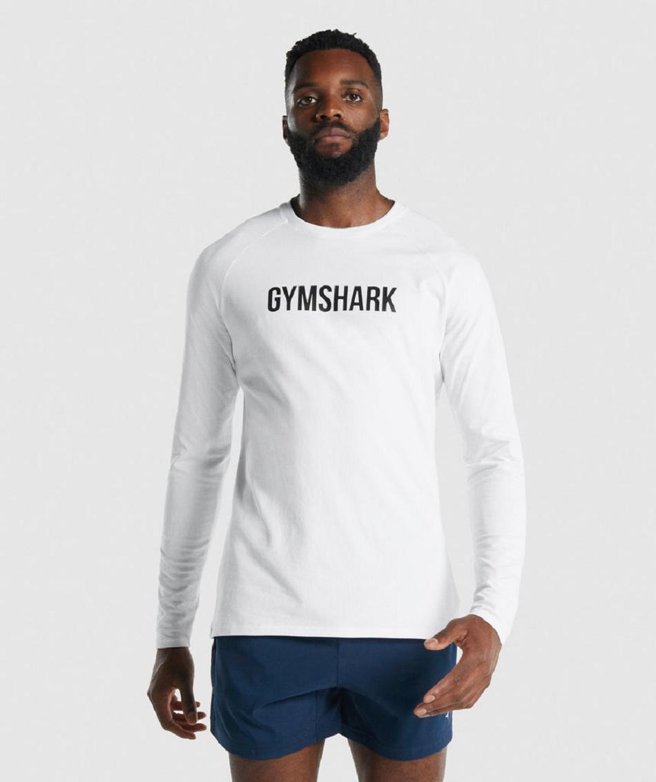Μακρυμανικο Gymshark Apollo ανδρικα ασπρα | GR_EP4255