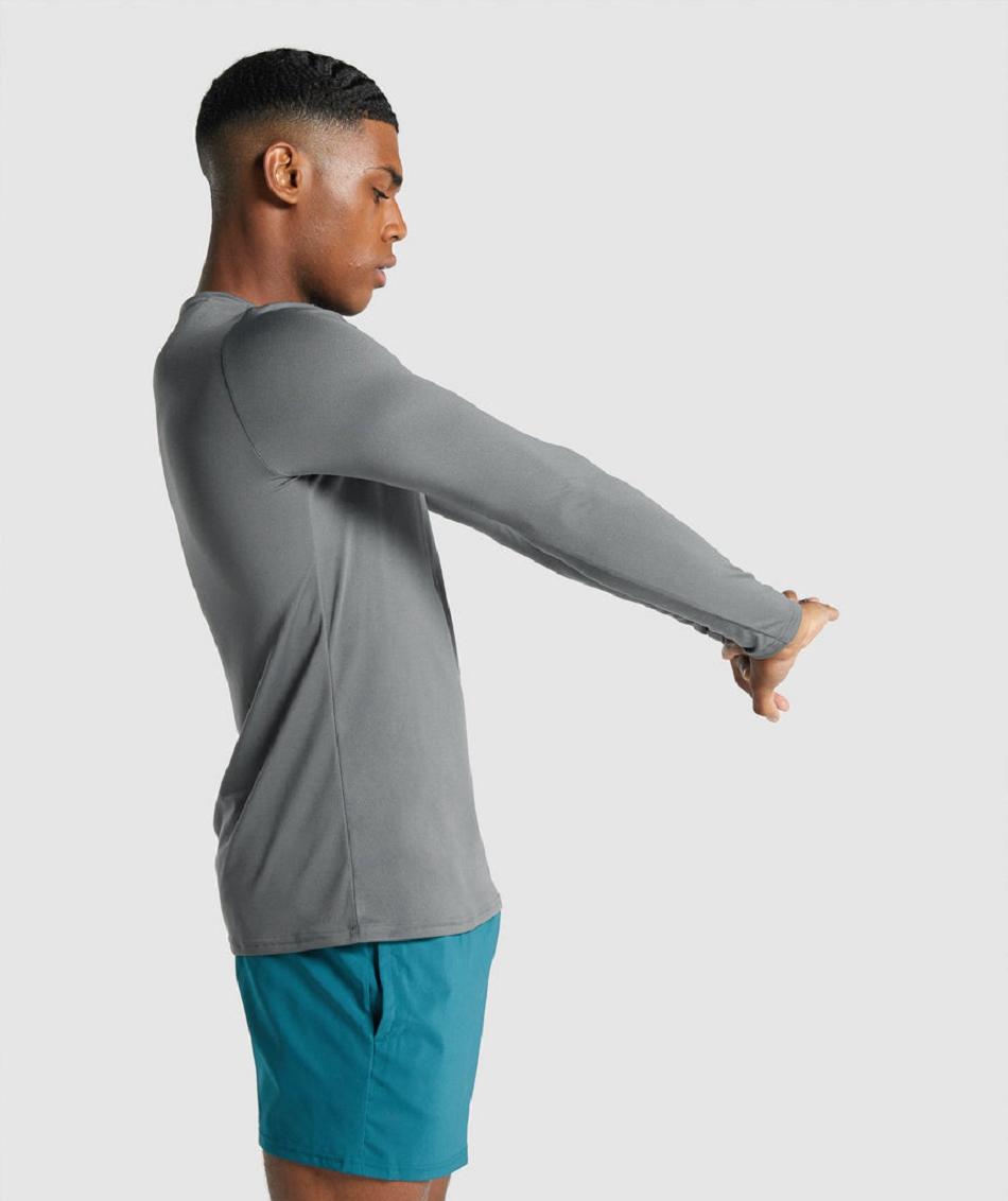 Μακρυμανικο Gymshark Arrival Graphic ανδρικα γκρι | GR_XC3034