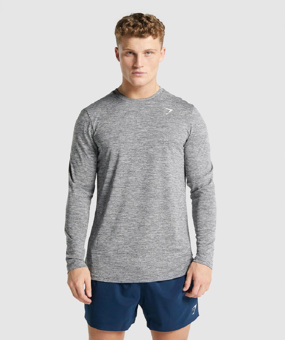Μακρυμανικο Gymshark Arrival Marl ανδρικα γκρι | GR_QX1050