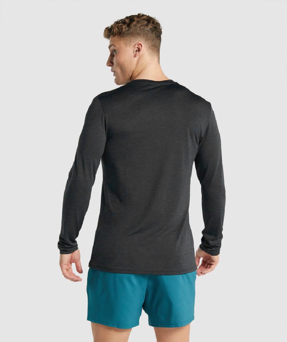 Μακρυμανικο Gymshark Arrival Marl ανδρικα μαυρα | GR_UV3647