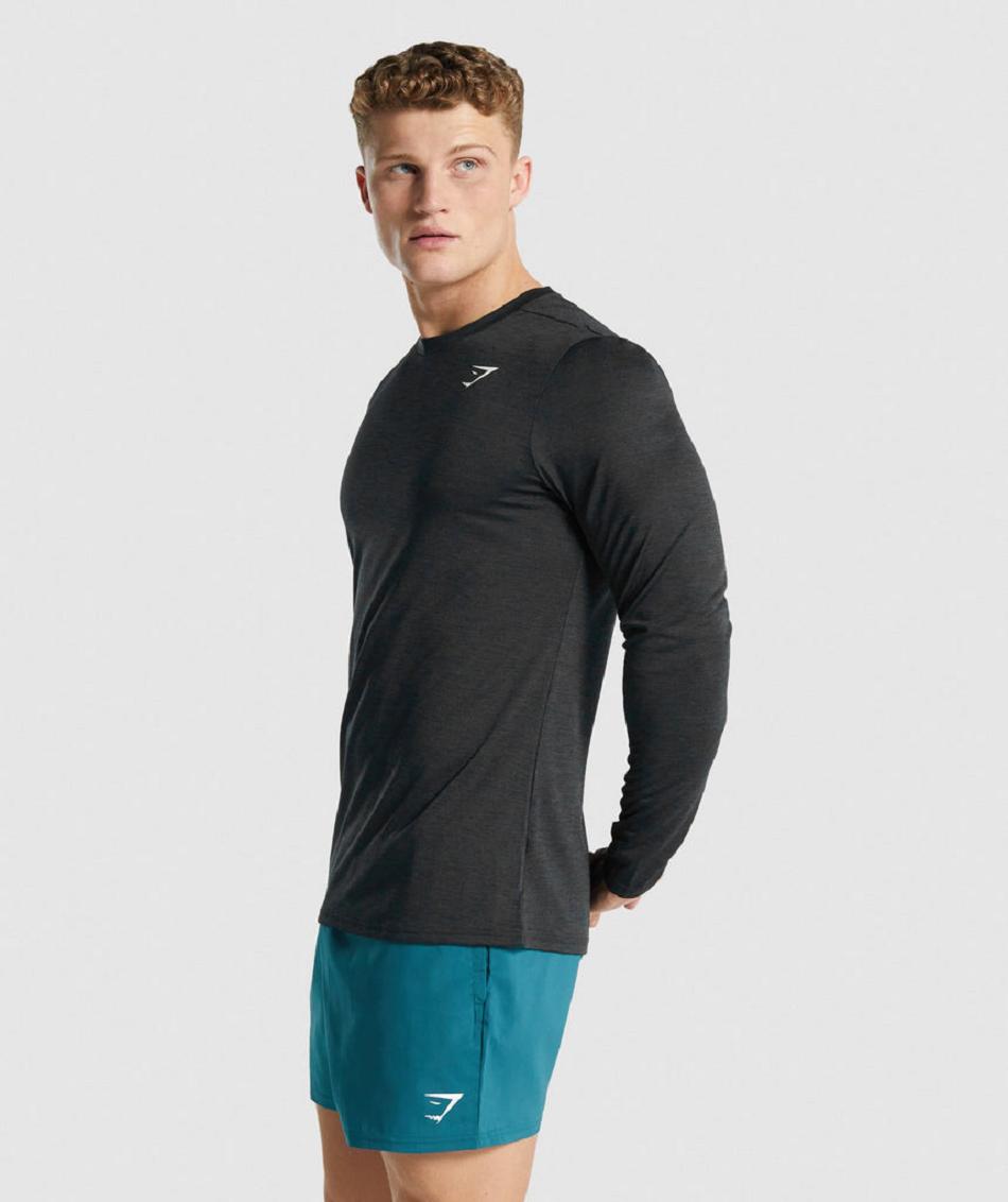 Μακρυμανικο Gymshark Arrival Marl ανδρικα μαυρα | GR_UV3647