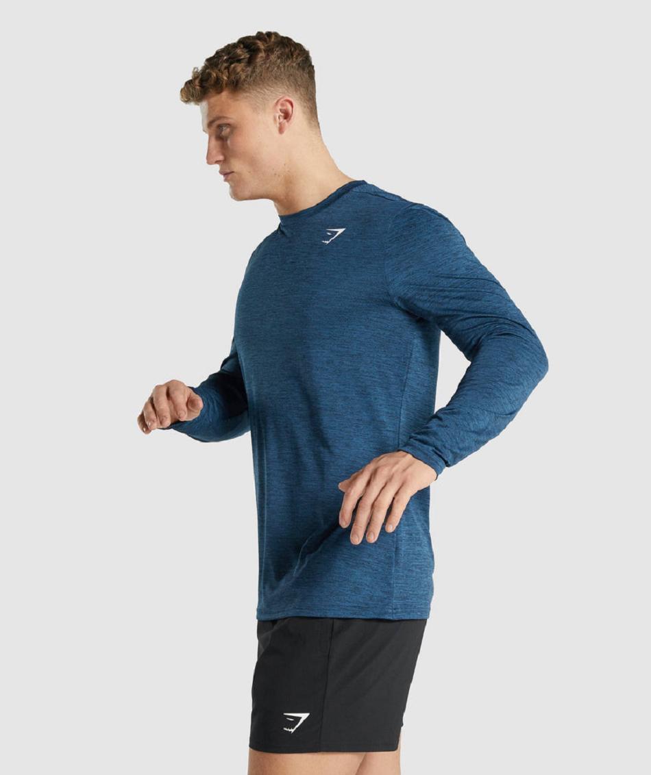 Μακρυμανικο Gymshark Arrival Marl ανδρικα σκουρο μπλε | GR_QZ7822