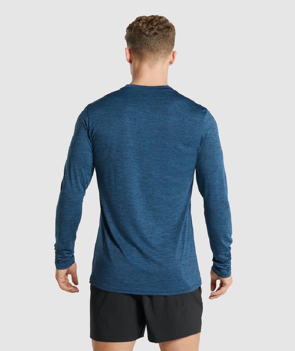 Μακρυμανικο Gymshark Arrival Marl ανδρικα σκουρο μπλε | GR_QZ7822