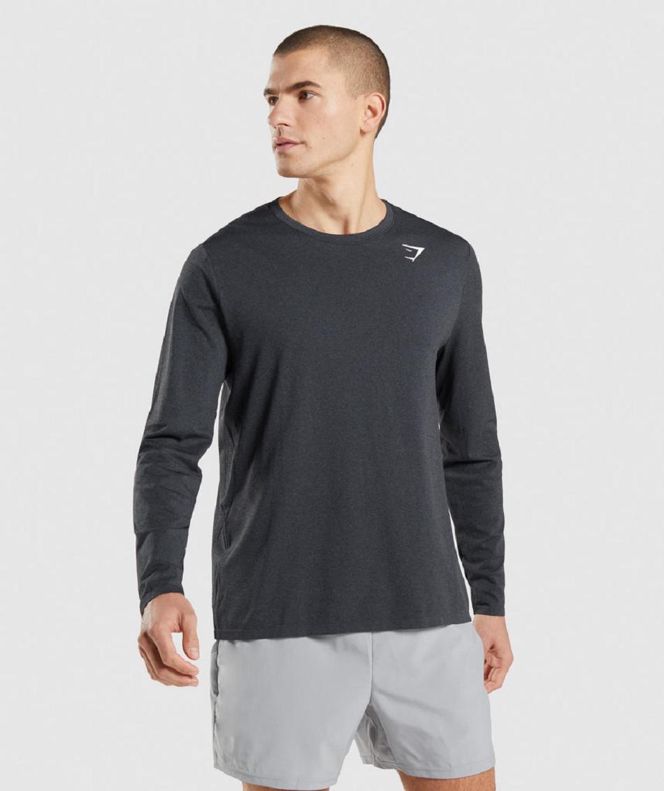 Μακρυμανικο Gymshark Arrival Seamless ανδρικα μαυρα | GR_S3878