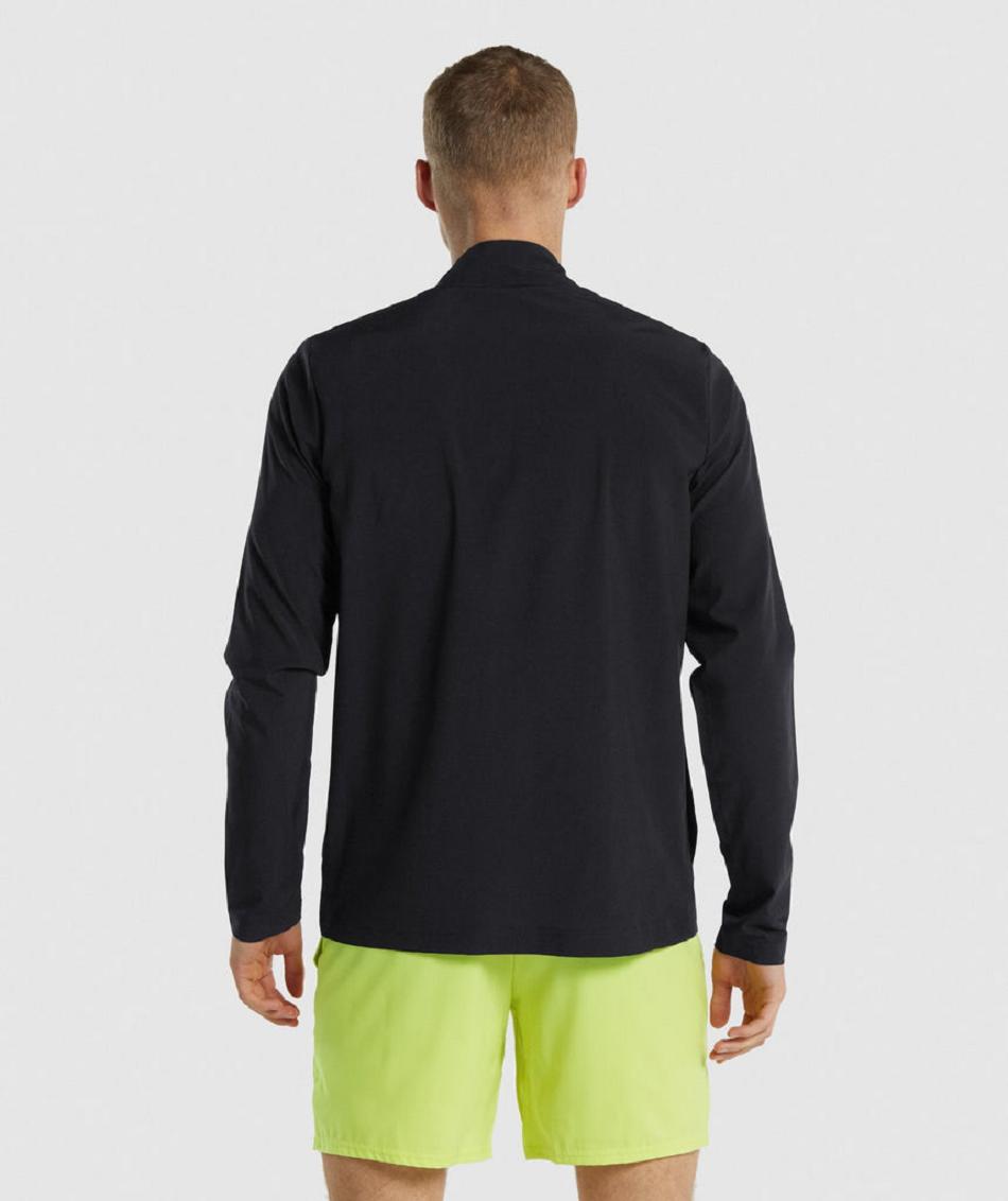 Μπουφαν Gymshark Arrival Woven Full Zip ανδρικα μαυρα | GR_R7607