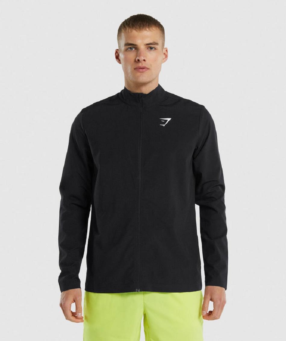 Μπουφαν Gymshark Arrival Woven Full Zip ανδρικα μαυρα | GR_R7607