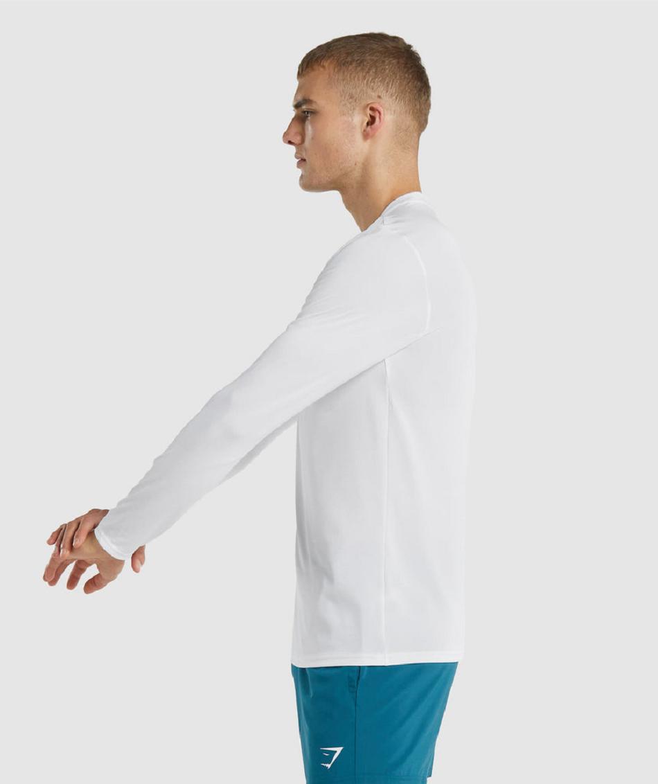 Μακρυμανικο Gymshark Arrival ανδρικα ασπρα | GR_ED5159