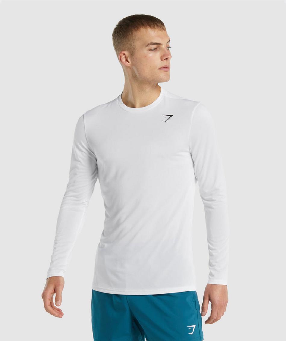 Μακρυμανικο Gymshark Arrival ανδρικα ασπρα | GR_ED5159