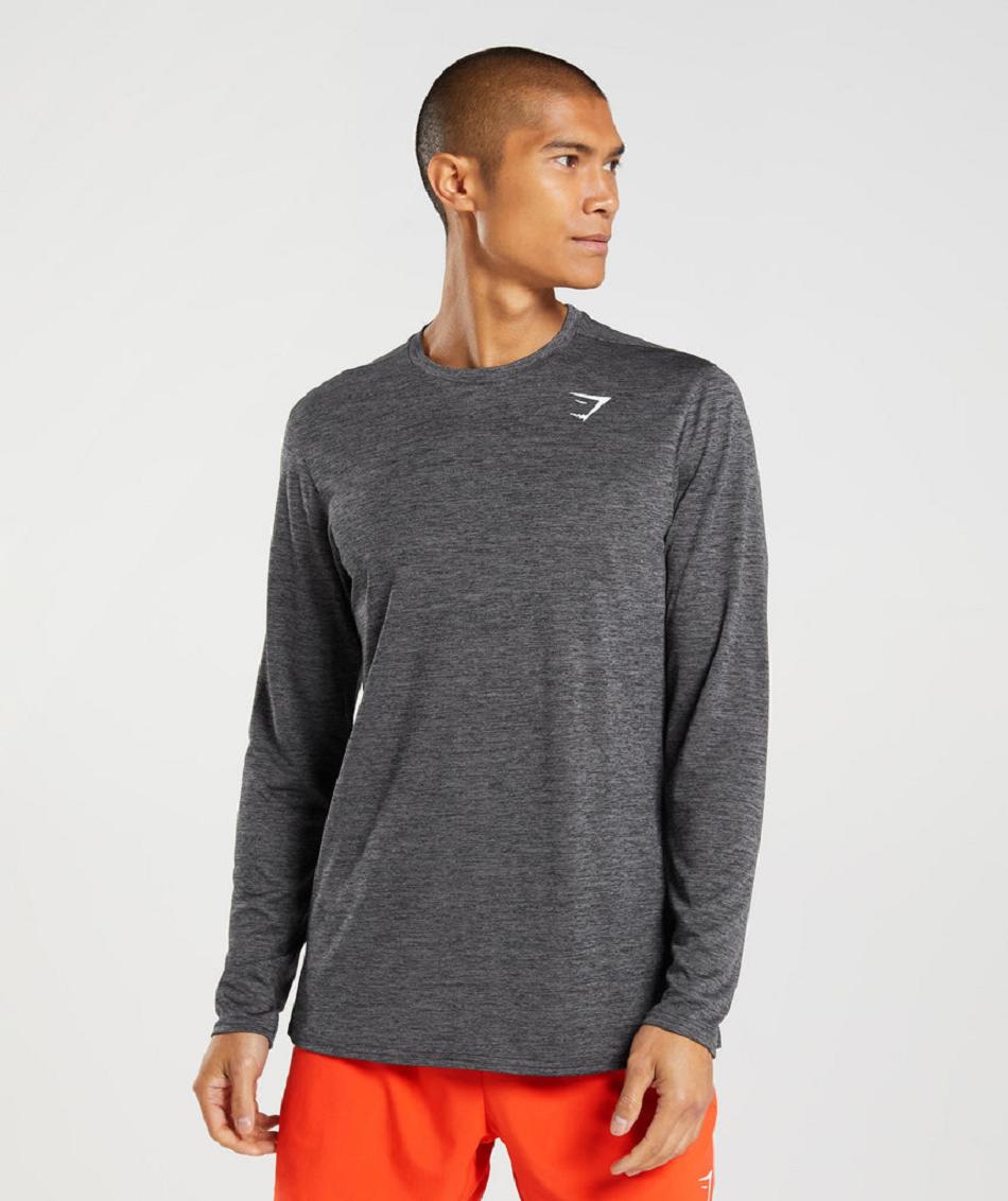 Μακρυμανικο Gymshark Arrival ανδρικα μαυρα γκρι | GR_S2920