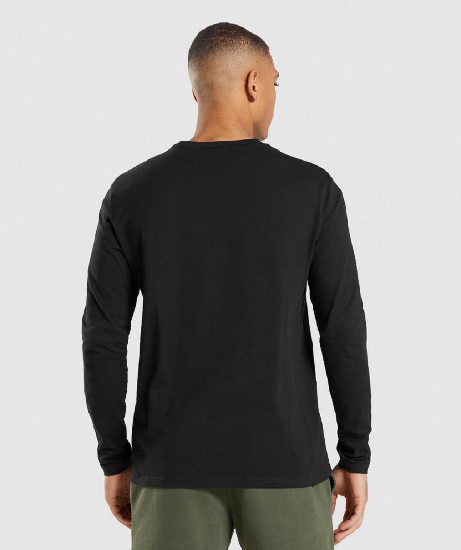 Μακρυμανικο Gymshark Crest ανδρικα μαυρα | GR_MI3415