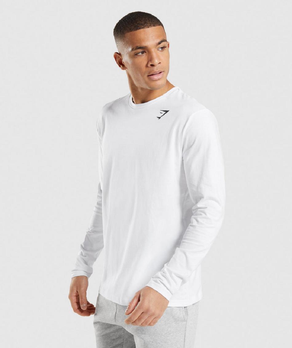 Μακρυμανικο Gymshark Crest ανδρικα ασπρα | GR_XC5369