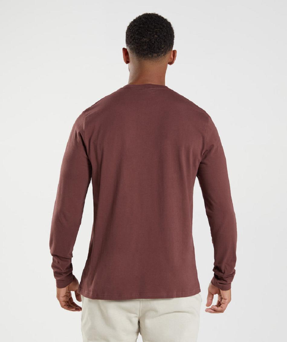 Μακρυμανικο Gymshark Crest ανδρικα ροζ καφε | GR_YJ8230