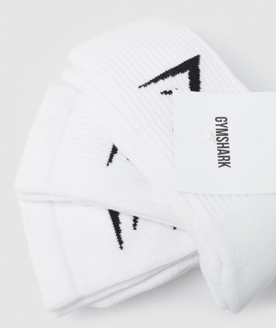 Καλτσεσ Gymshark Crew 3pk ανδρικα ασπρα | GR_YJ6762