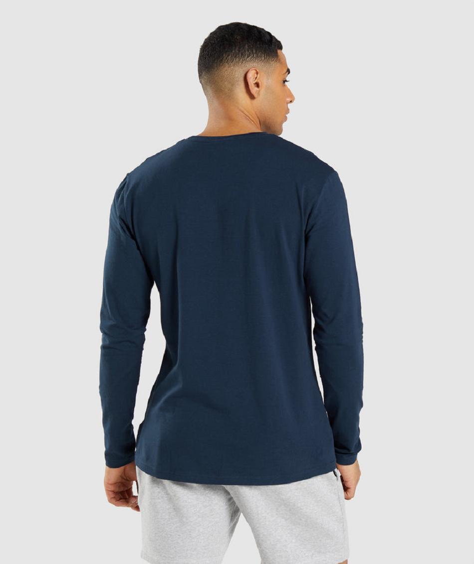 Μακρυμανικο Gymshark Essential ανδρικα σκουρο μπλε | GR_Q1161