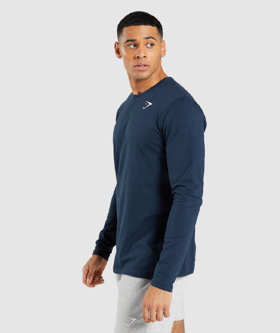 Μακρυμανικο Gymshark Essential ανδρικα σκουρο μπλε | GR_Q1161