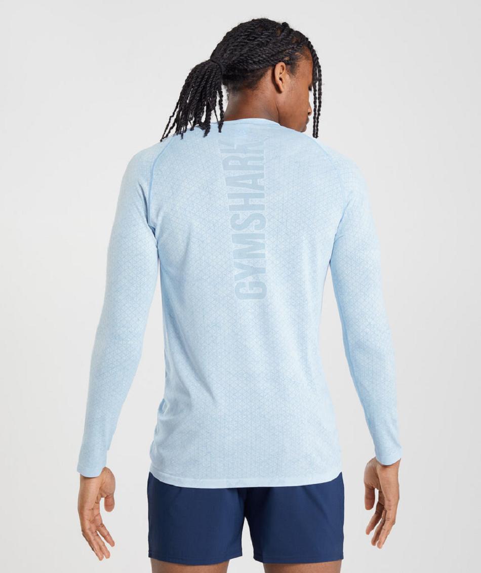 Μακρυμανικο Gymshark Geo Seamless ανδρικα ασπρα μπλε | GR_O9915