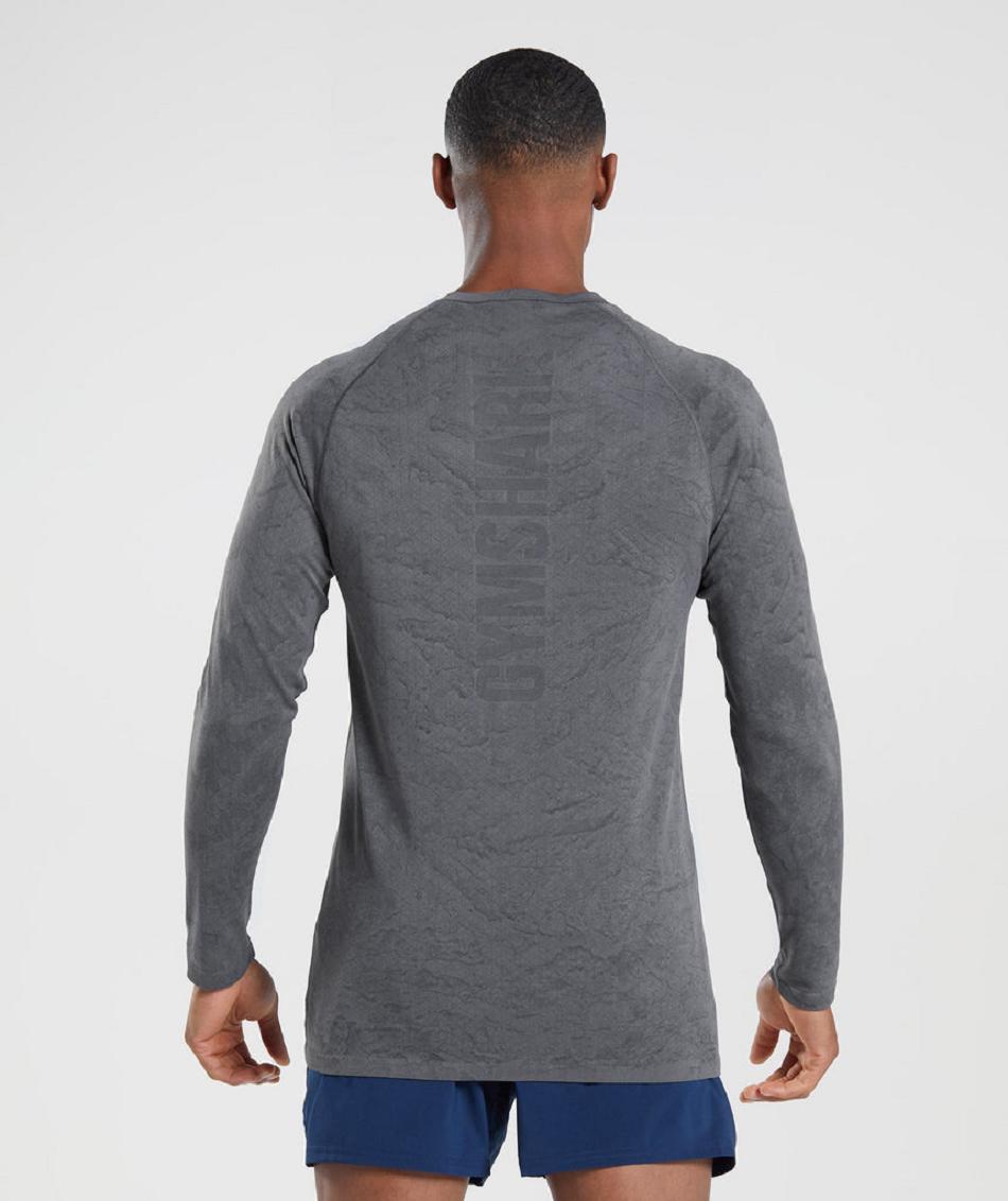 Μακρυμανικο Gymshark Geo Seamless ανδρικα γκρι μαυρα | GR_R5884