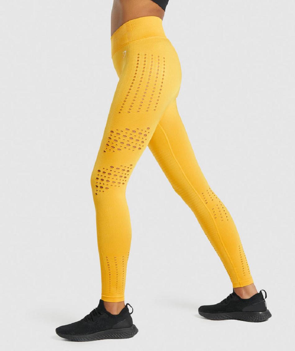 Κολαν Gymshark Glow Seamless Tights γυναικεια κίτρινα | GR_V4810