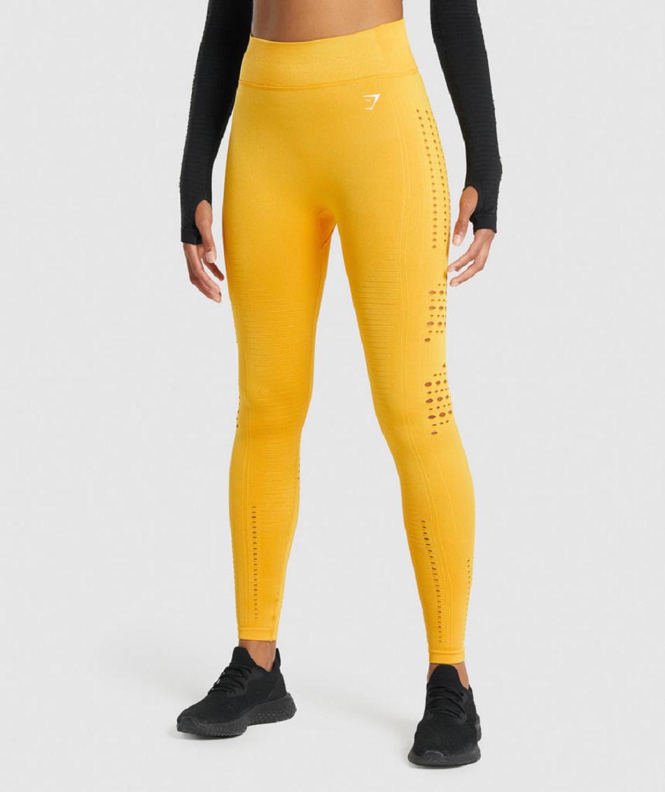 Κολαν Gymshark Glow Seamless Tights γυναικεια κίτρινα | GR_V4810