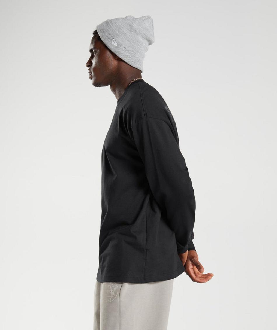 Μακρυμανικο Gymshark Gs10 Year Oversized ανδρικα μαυρα | GR_BH3185