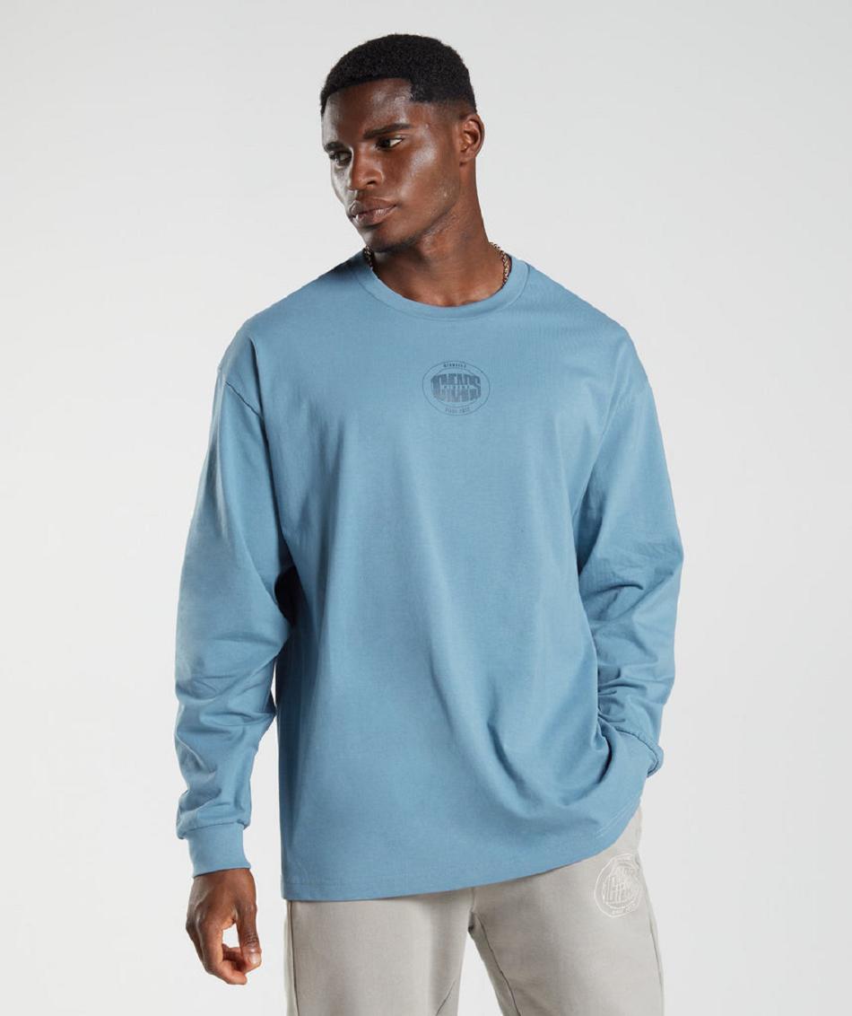 Μακρυμανικο Gymshark Gs10 Year Oversized ανδρικα μπλε | GR_K5178