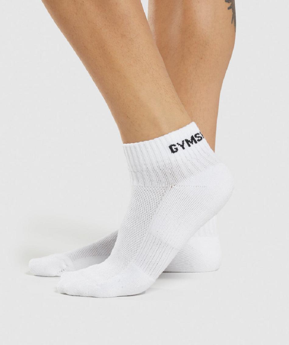 Καλτσεσ Gymshark Jacquard Quarter 3Pk ανδρικα ασπρα | GR_CR1692