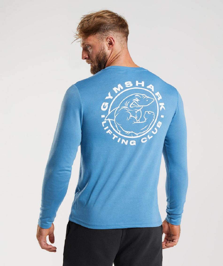 Μακρυμανικο Gymshark Legacy ανδρικα μπλε | GR_EC8385
