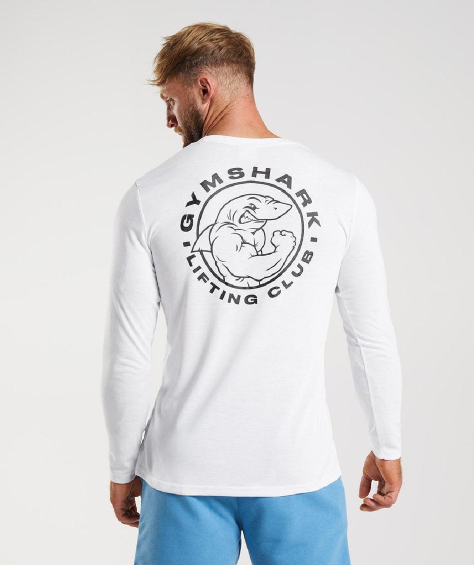 Μακρυμανικο Gymshark Legacy ανδρικα ασπρα | GR_N4261