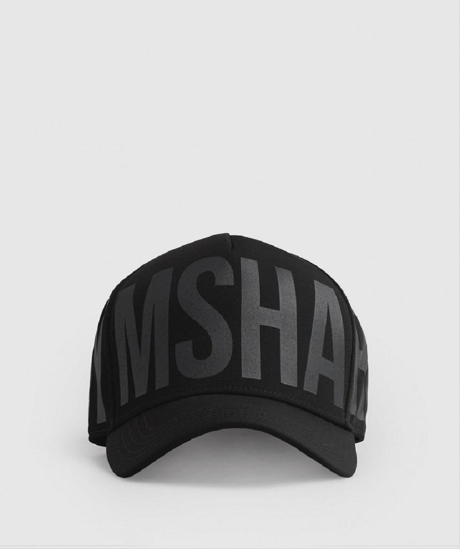 καπελα Gymshark Logo Trucker Cap γυναικεια μαυρα | GR_R1866