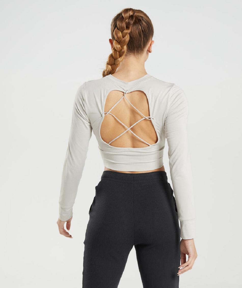 Μακρυμανικο Gymshark Pause Open Back γυναικεια γκρι | GR_YJ4755