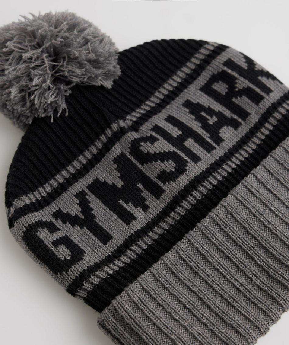 καπελα Gymshark Pom Beanie γυναικεια μαυρα γκρι | GR_QZ3627