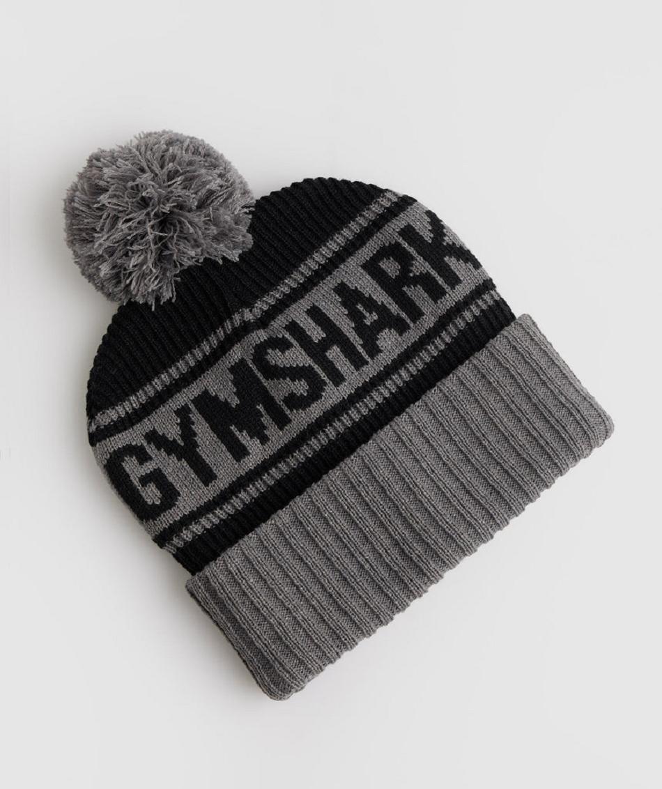 καπελα Gymshark Pom Beanie γυναικεια μαυρα γκρι | GR_QZ3627