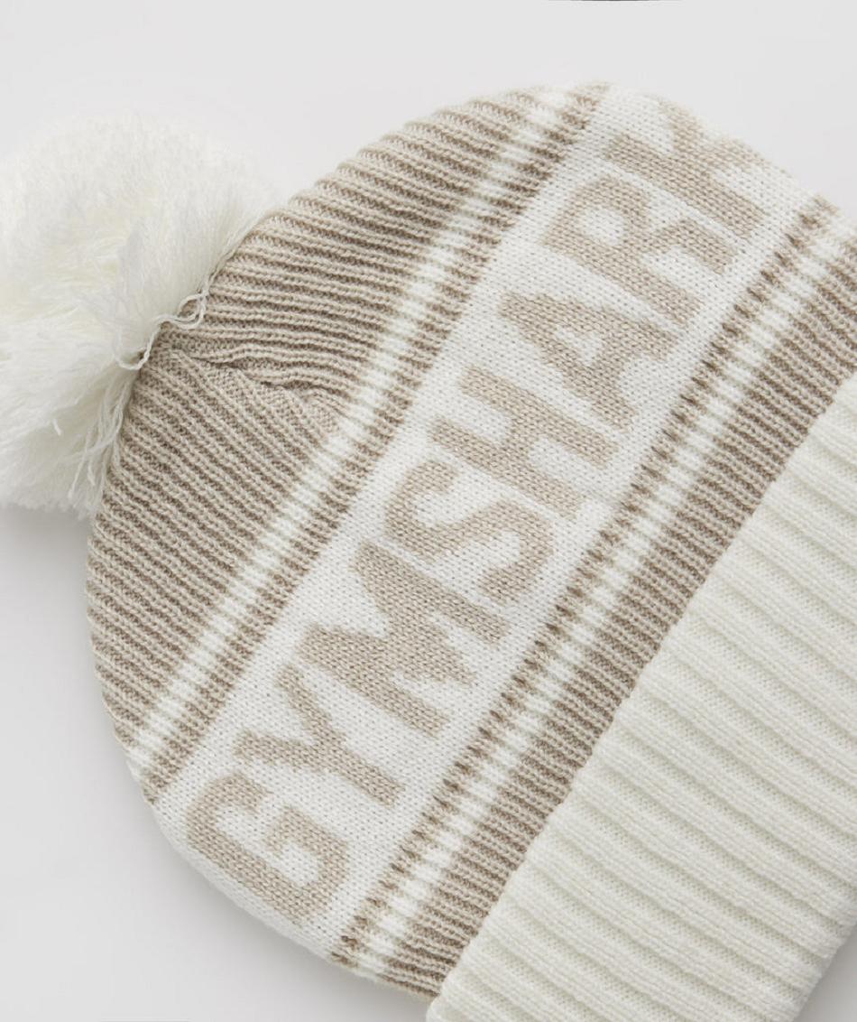 καπελα Gymshark Pom Beanie γυναικεια γκρι ασπρα | GR_TH1601