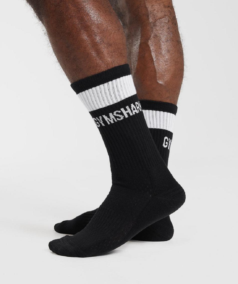 Καλτσεσ Gymshark Premium Jacquard Single ανδρικα μαυρα ασπρα | GR_N8174