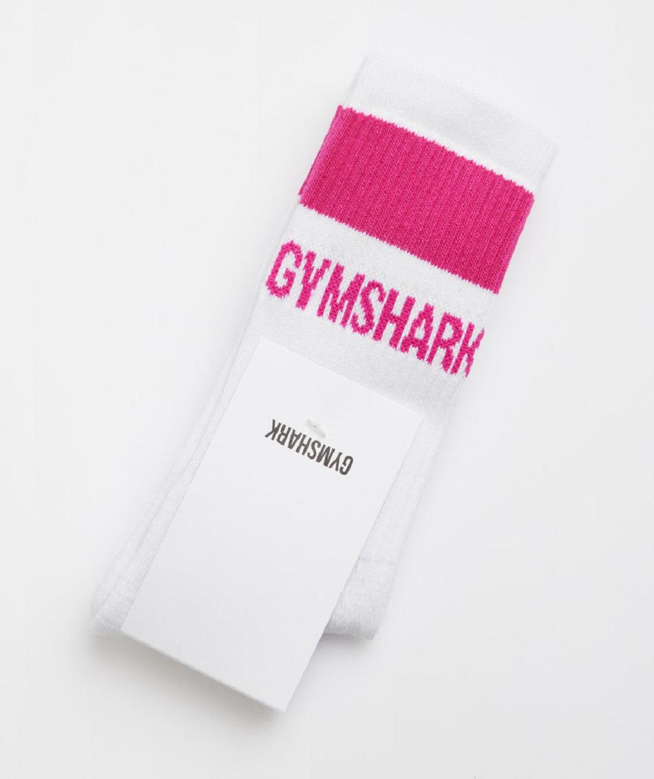 Καλτσεσ Gymshark Premium Jacquard Single ανδρικα ασπρα ροζ | GR_TG1500